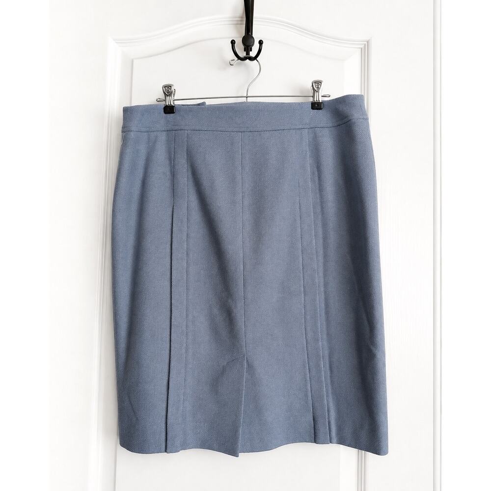 Pendleton Wool Skirt Sz 14 Blue Button Front Quiet Luxury Natural Fiber Vintage - Picture 3 of 15